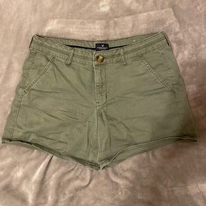 American eagle midi green shorts